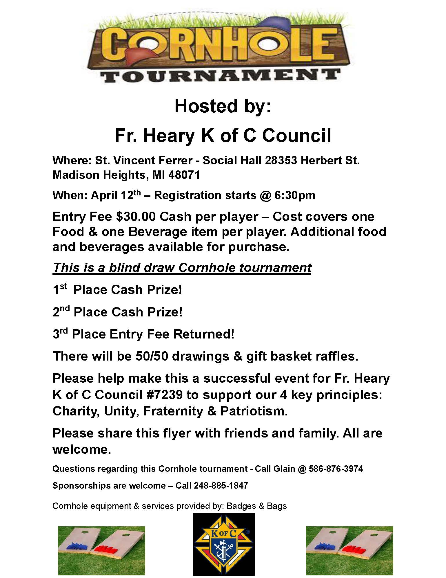 Cornhole Tournament - Registration starts @ 6:30pm