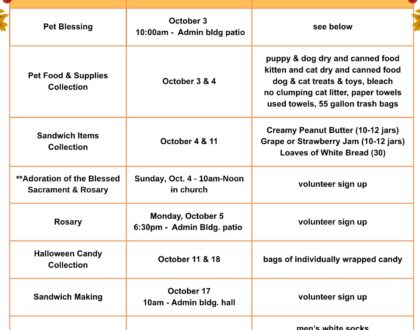 Mercy in Action Month Calendar